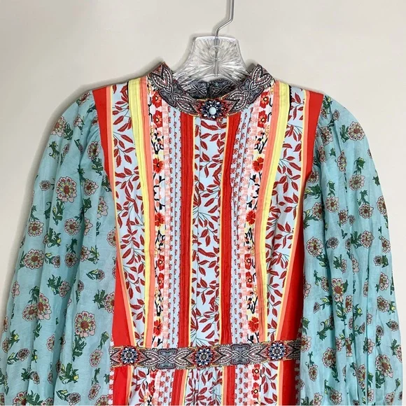 Alice + Olivia Raya Mandarin Collar Mini Dress (Sz 4) Paloma Floral Print - Picture 6 of 16